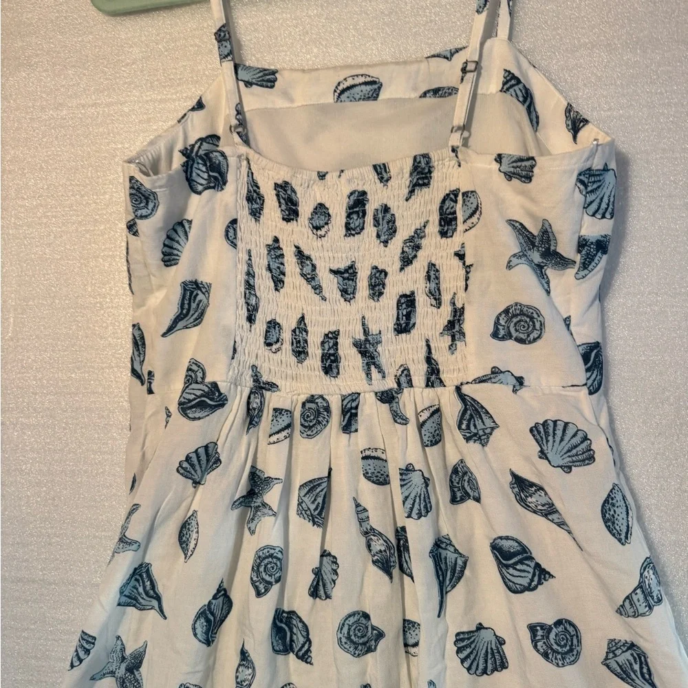 JAPNA Seashell Starfish Blue White MIDI Dress Women’s Size Large - Picture 5 of 7